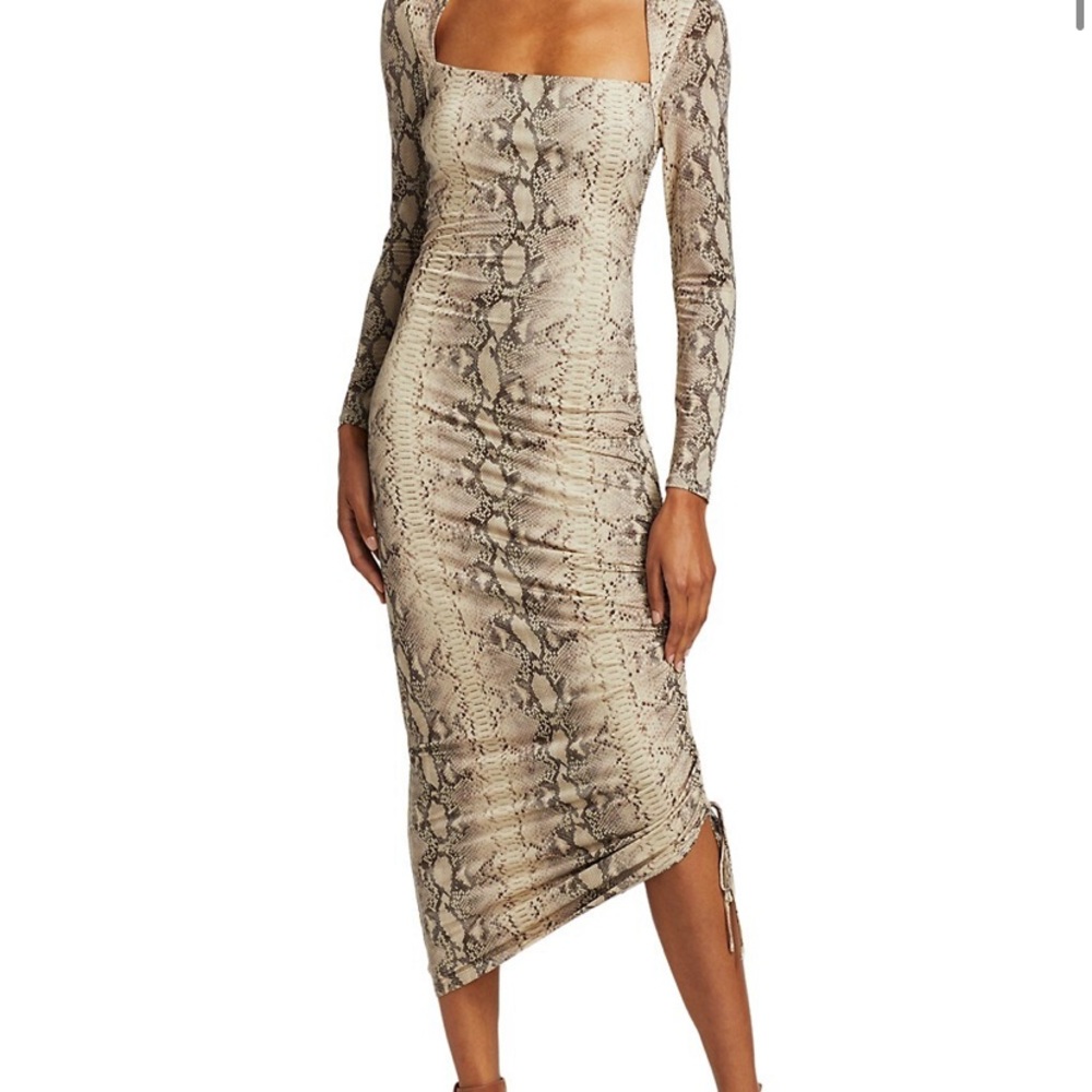 NWT Jonathan Simkhai 
Lex Slinky Jersey Side Ruched Midi Dress, New with tags